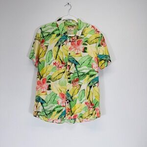 American Eagle RARE Tropical Parrot Hibiscus Button Down Shirt XL 25" Pit to Pit